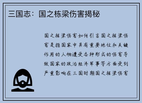 三国志：国之栋梁伤害揭秘